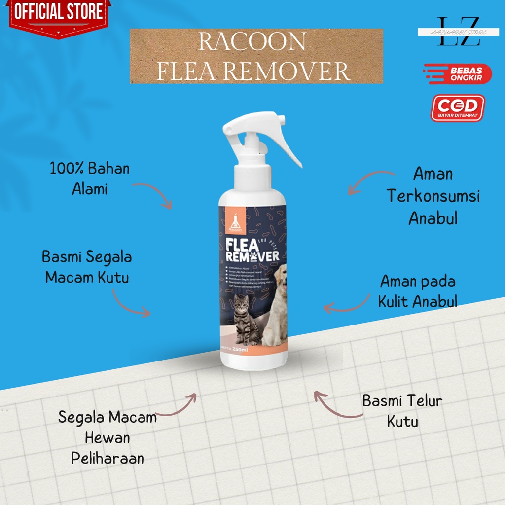 Racoon Flea Remover Obat Kutu Kucing Anjing Terbaik - Lazuardi Store