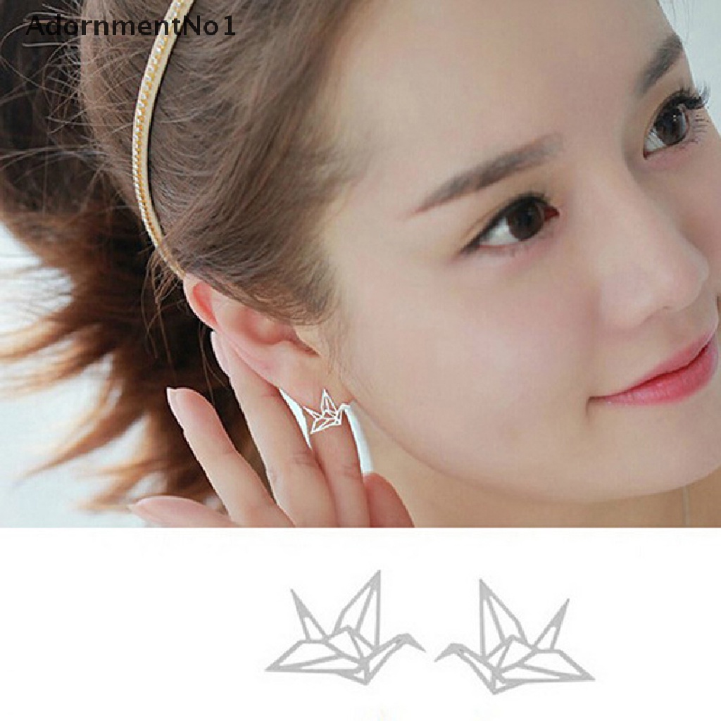 (AdornmentNo1) Anting Tusuk Gantung Desain Origami Bangau Hollow Untuk Wanita