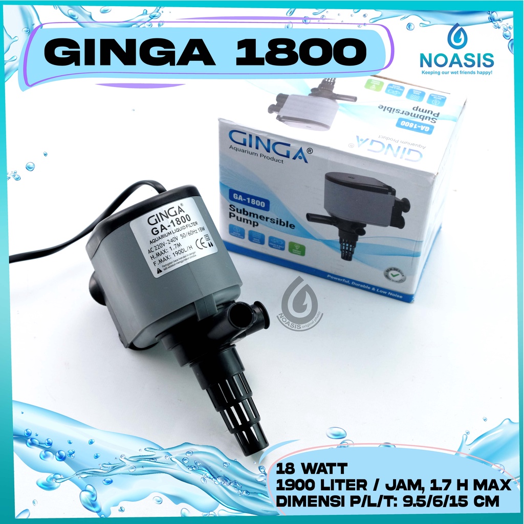 POMPA AIR CELUP AQUARIUM GINGA GA 1800 GA-1800 LOW WATT / WAT RENDAH