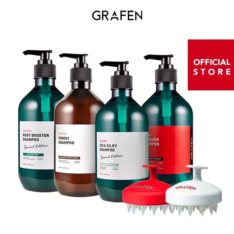 GRAFEN ROOT BOOSTER | HINOKI | REMOVER | CICA SILKY | ZERO DIRTY SHAMPOO - EDGE FINGER SOFT BRUSH