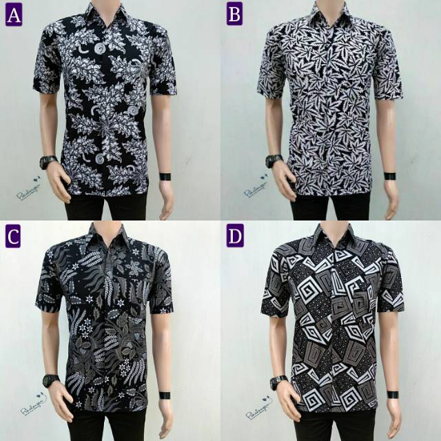 Kemeja Batik Pria Hitam putih Orginal Butik