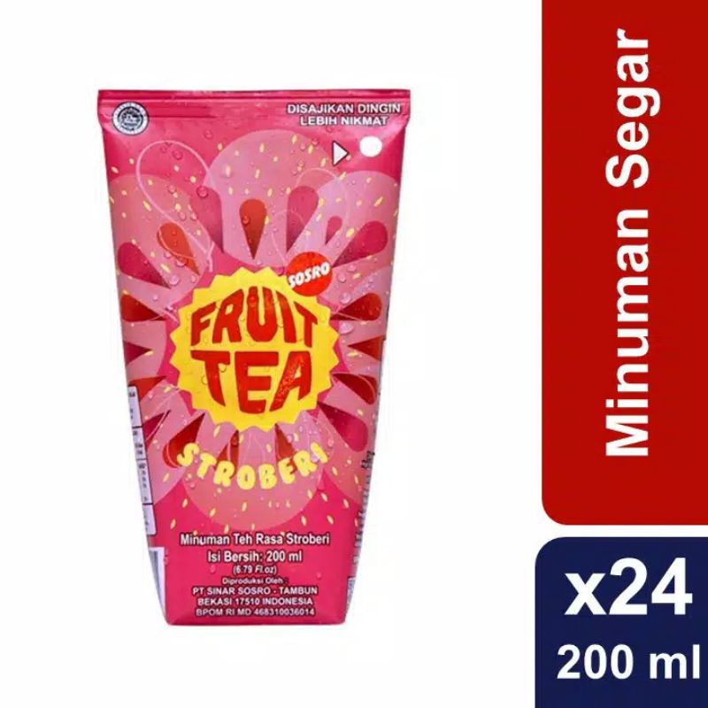 

Fruit teh genggam rasa strawbery ukuran200ml 24pcs