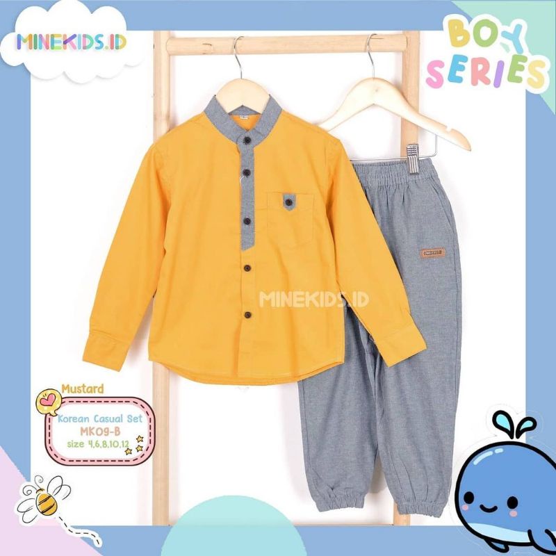 Afsheenastore Set Kemeja Anak Korean Casual/ Usia 4 Sampai 12 Tahun