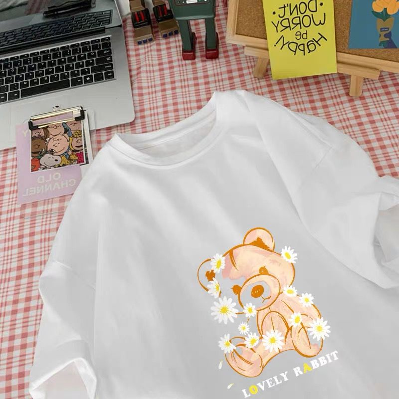 THISTLE - Oversize Tee Tshirt Wanita Model Longgar Motif Bear Lovely