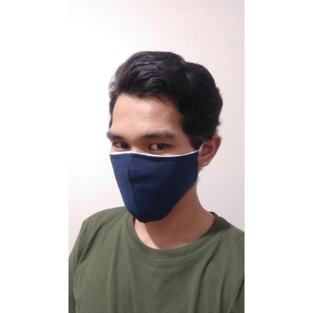 MASKER KAIN 3 PLY LAPIS 2 LAPIS KAIN + 1 SLOT (TISSUE) AERLOOP DAN HIJAB KARET SILANG