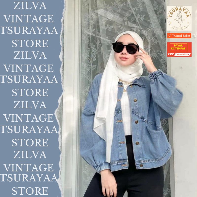 Jaket Jeans Wanita Denim Oversize LD 100 - 140