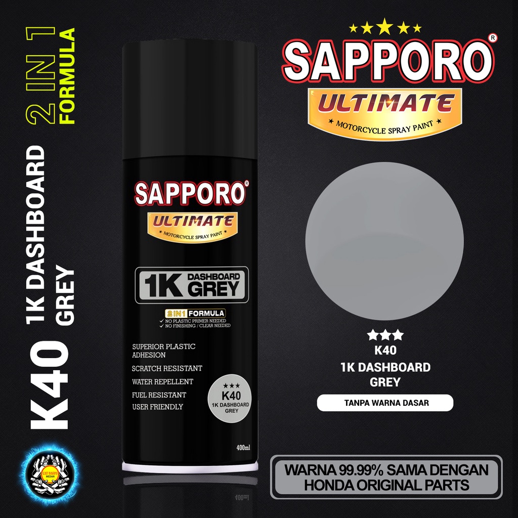 SAPPORO ULTIMATE K40 1K DASHBOARD GREY WARNA ABU DASBOR ASLI ORIGINAL PABRIK CAT SEMPROT 400 ML COAT