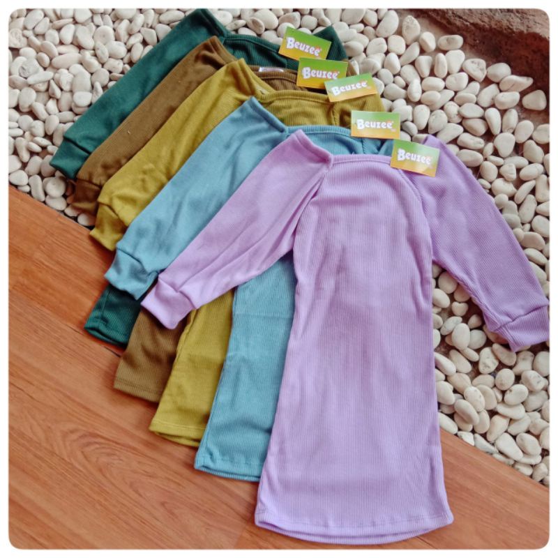 KAMILA Dress KATUN RIB DRESS VIRAL KEKINIAN Dress Anak Rib Knitt LENGAN BALON Lucu Kekinian 1-4