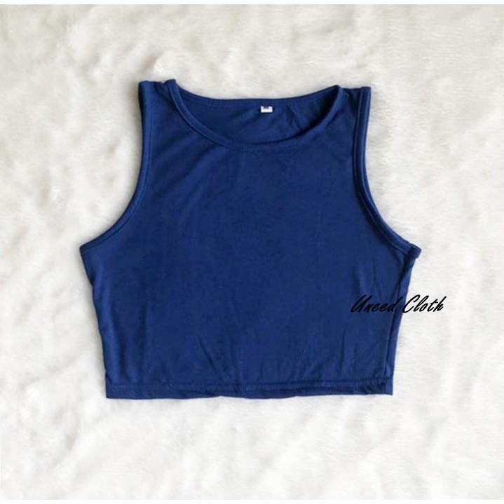 Uneed Cloth / TANKTOP WANITA POLOS / TENGTOP / TANKTOP JUMBO / CROP TANK / TANK TOP / LORY CROP TANK-Navy
