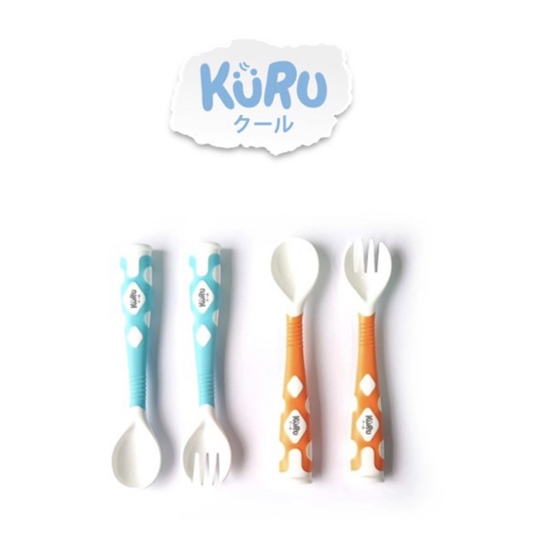 KURU Baby Flexi Fun Spoon and Fork Set | Sendok Garpu Makan Bayi