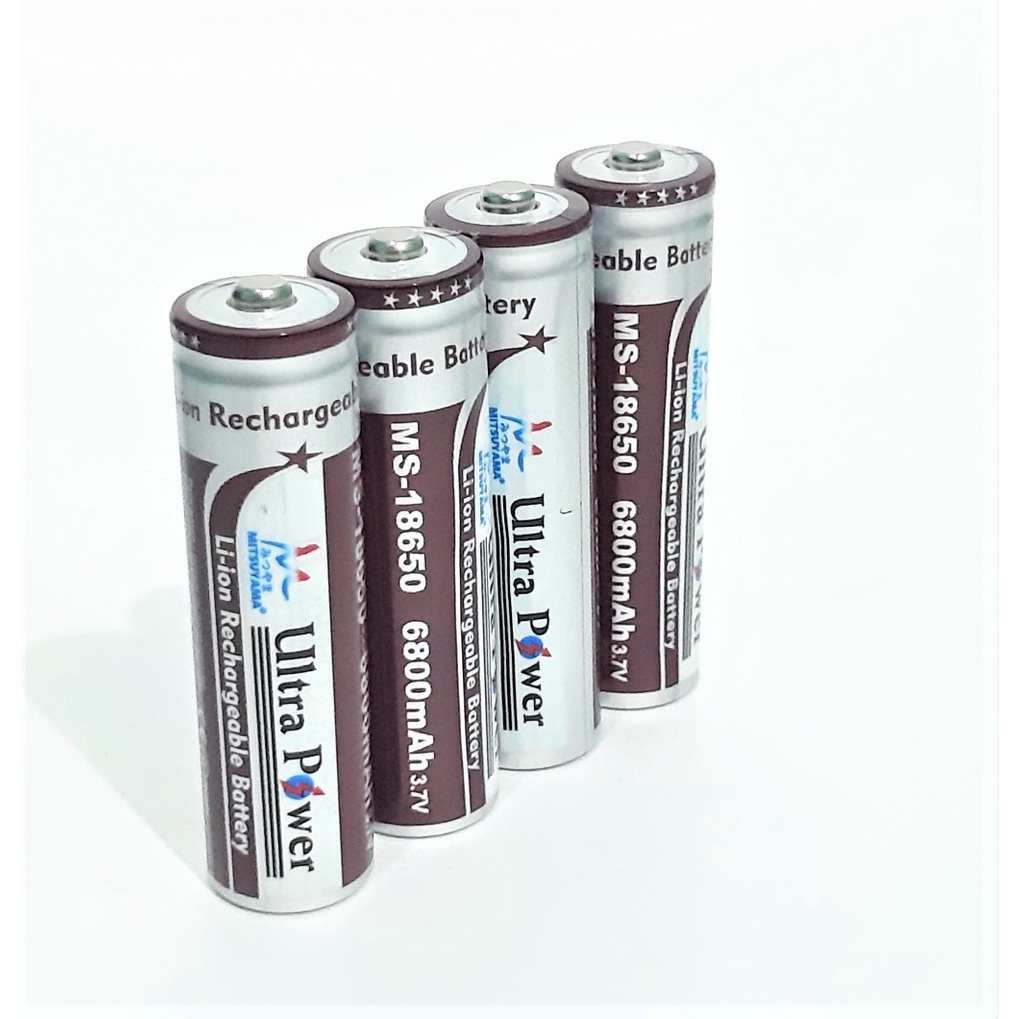 Baterai 18650 Li-ion 3.7volt - 6800mAh Warna Coklat Plus Timbul Paket Isi 4pcs