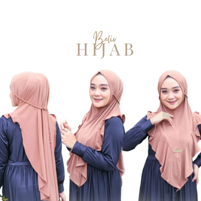 Hijab Instant Bergo Ropel Tali Kepang menutupi dada Jersey Premium Stylish Fashion Muslim Perempuan 