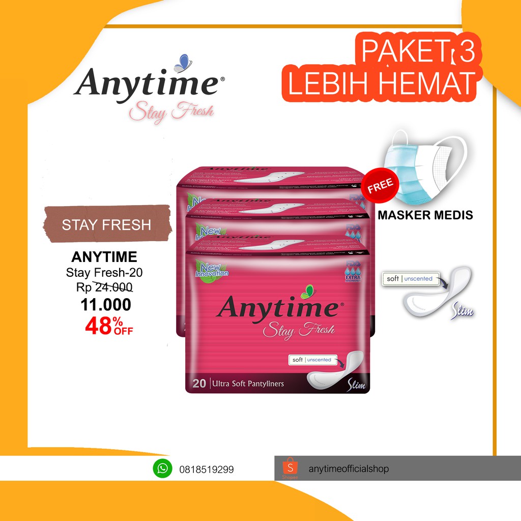 

Anytime Stay Fresh Isi 60 Pad / Avail To Compare Natesh Sirih Pantyliner - Paket 3 Bags