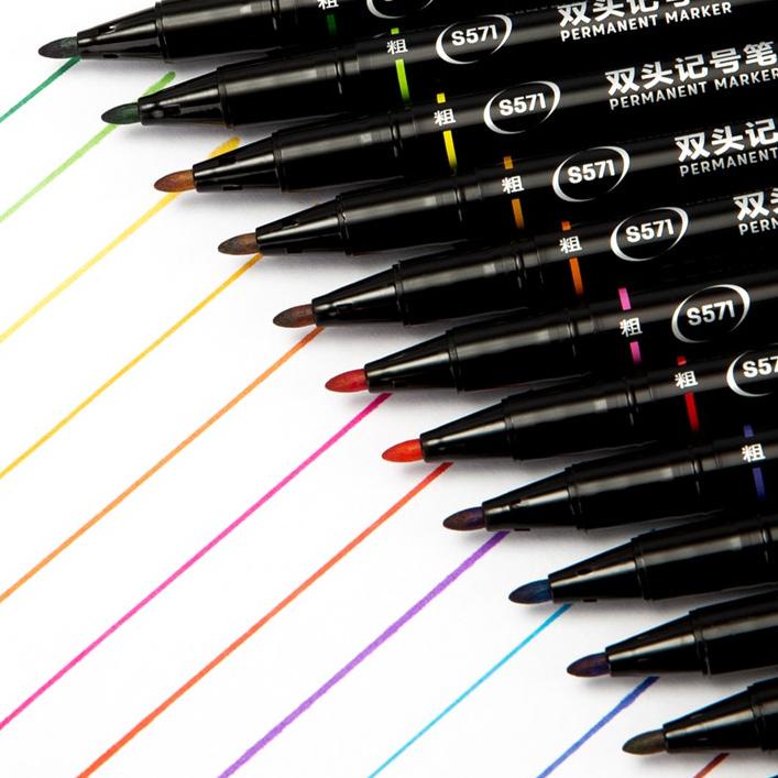 

WOW MURAH Deli Fine Liner / Spidol Berwarna 0.5mm Dual Tip Isi 12 pcs Warna/Pack Panjang Penulisan 100m S571 T5D!!