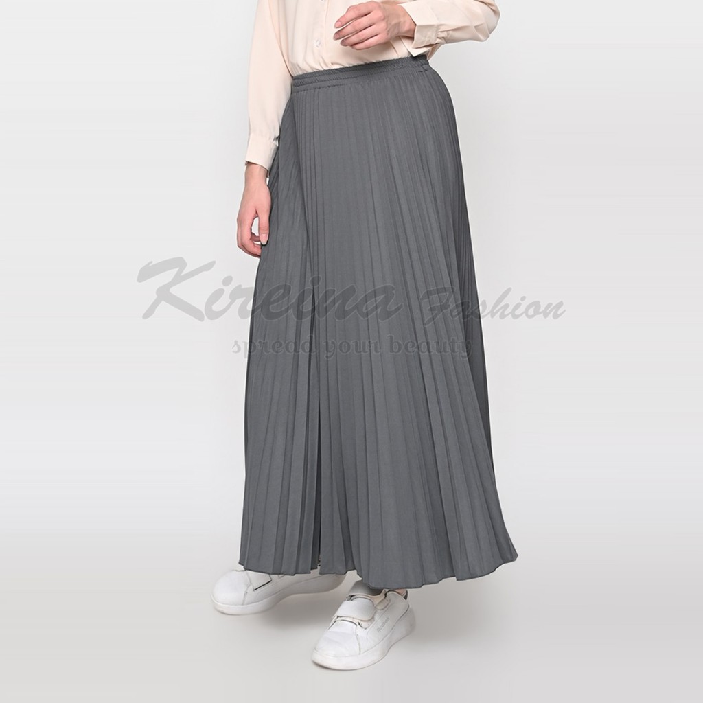 Rok Plisket Wanita Flare Skirt bahan Hyget | Kireina Fashion