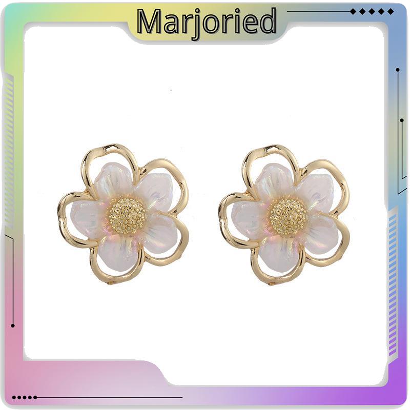 Simple Retro Super Fairy Double Layer Flower Earrings Wanita Anting Fashion Pribadi-MJD