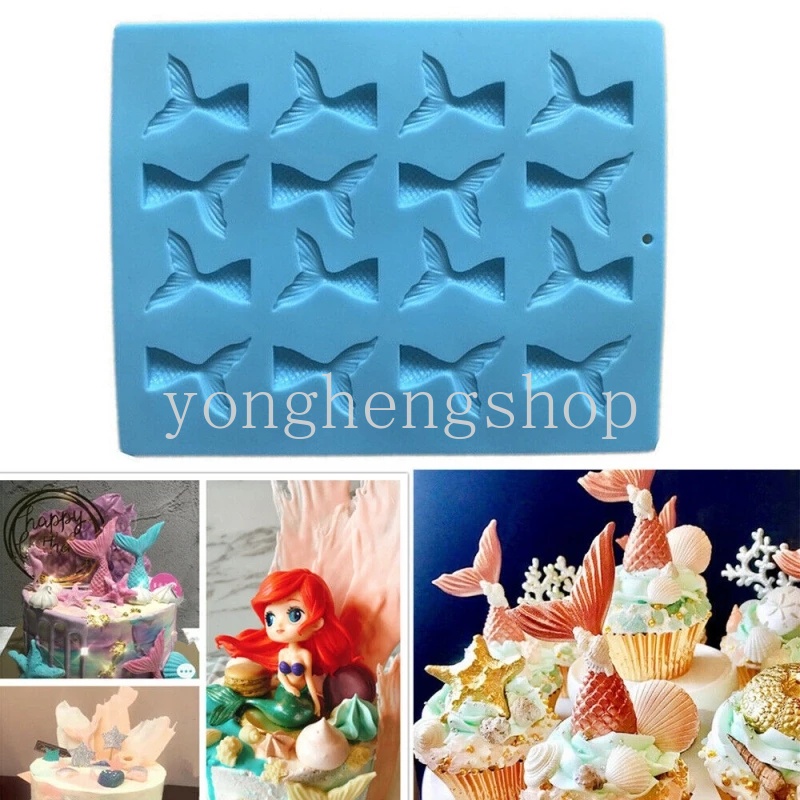 Cetakan Kue / Permen / Coklat Bentuk Ekor Mermaid Bahan Silikon