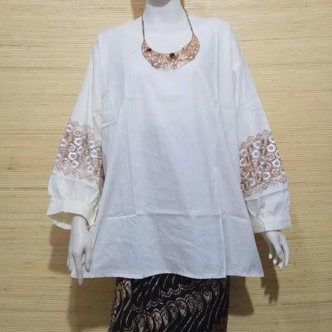 KUALITAS BAGUS KEMEJA PUTIH BORDIR /REAL PIC/BLOUSE PUTIH BORDIR BIG SIZE/BLUS JUMBO KEKINIAN