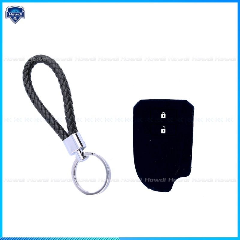 Cover Kunci Remote Mobil Keyless Bahan Silikon Dengan Gantungan Kunci Kulit Untuk Toyota Vios