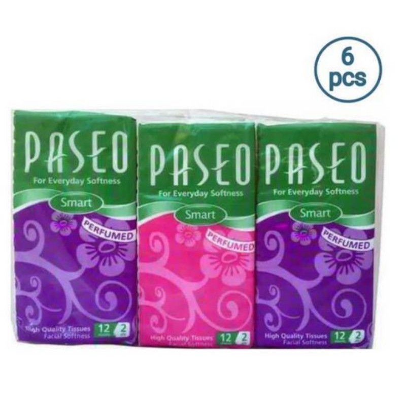 Paseo Smart Hanky Tissue Perfumed  [12 Sheets / 2 Ply / 6 Pcs ]