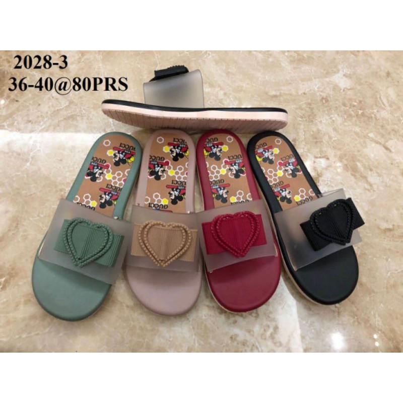 sandal hys new 2028-3 sandal slop mickey mause transparant motif love