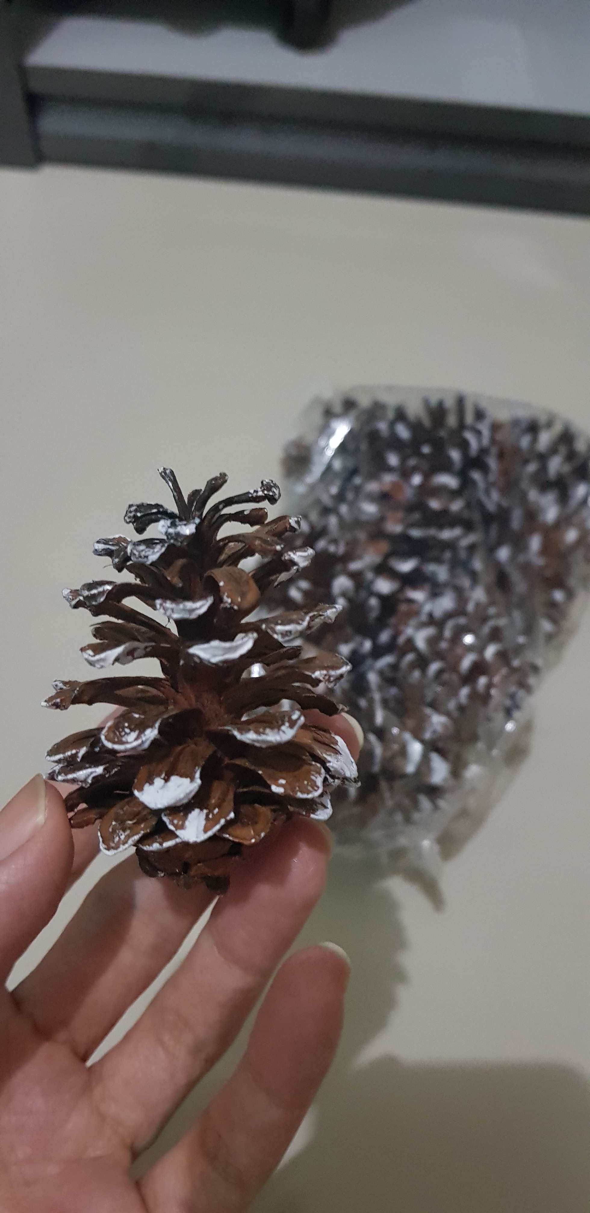 Bunga Pinus Salju Bunga Pinus Kering Putih Salju Hiasan Pohon Natal Dekorasi Natal