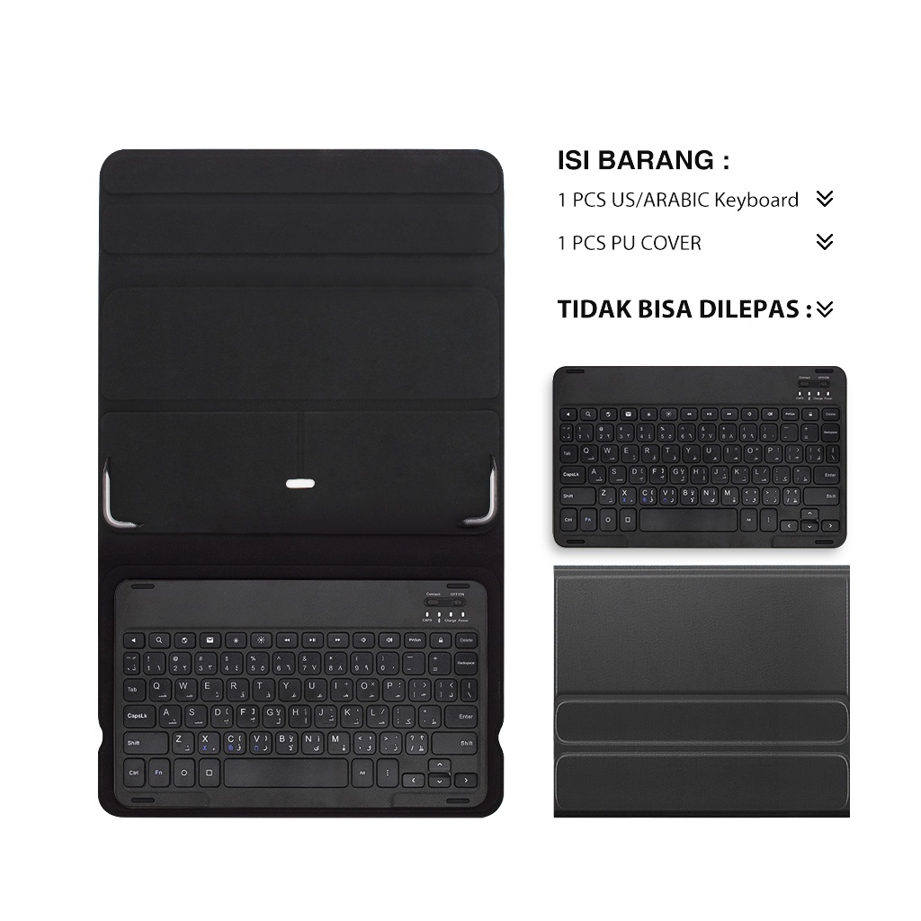 Mini Wireless Bluetooth Keyboard Slim Thin Design Untuk Windows / Android / iOS / PC-Hitam_A3_10 inch