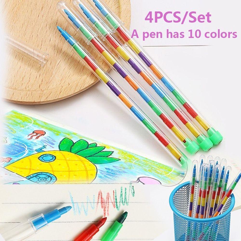 【 ELEGANT 】 Crayon Lucu Perlengkapan Kantor Sekolah Gambar Siswa Pen Stacker Minyak Pastel Tergantikan Pensil Anak