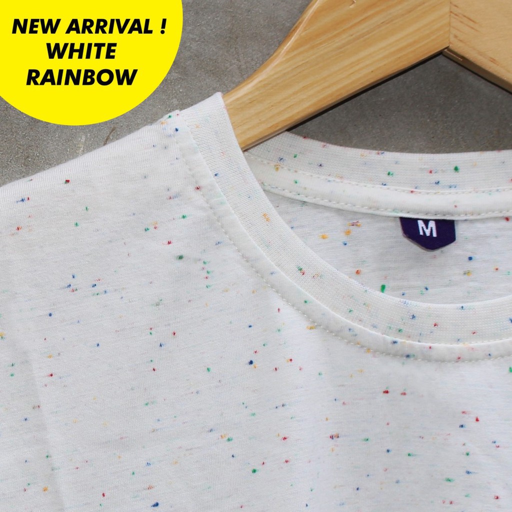 Kaos Polos Seri Rainbow Warna White Rainbow Cotton Combed 30s | Basic T-shirt Pria &amp; Wanita