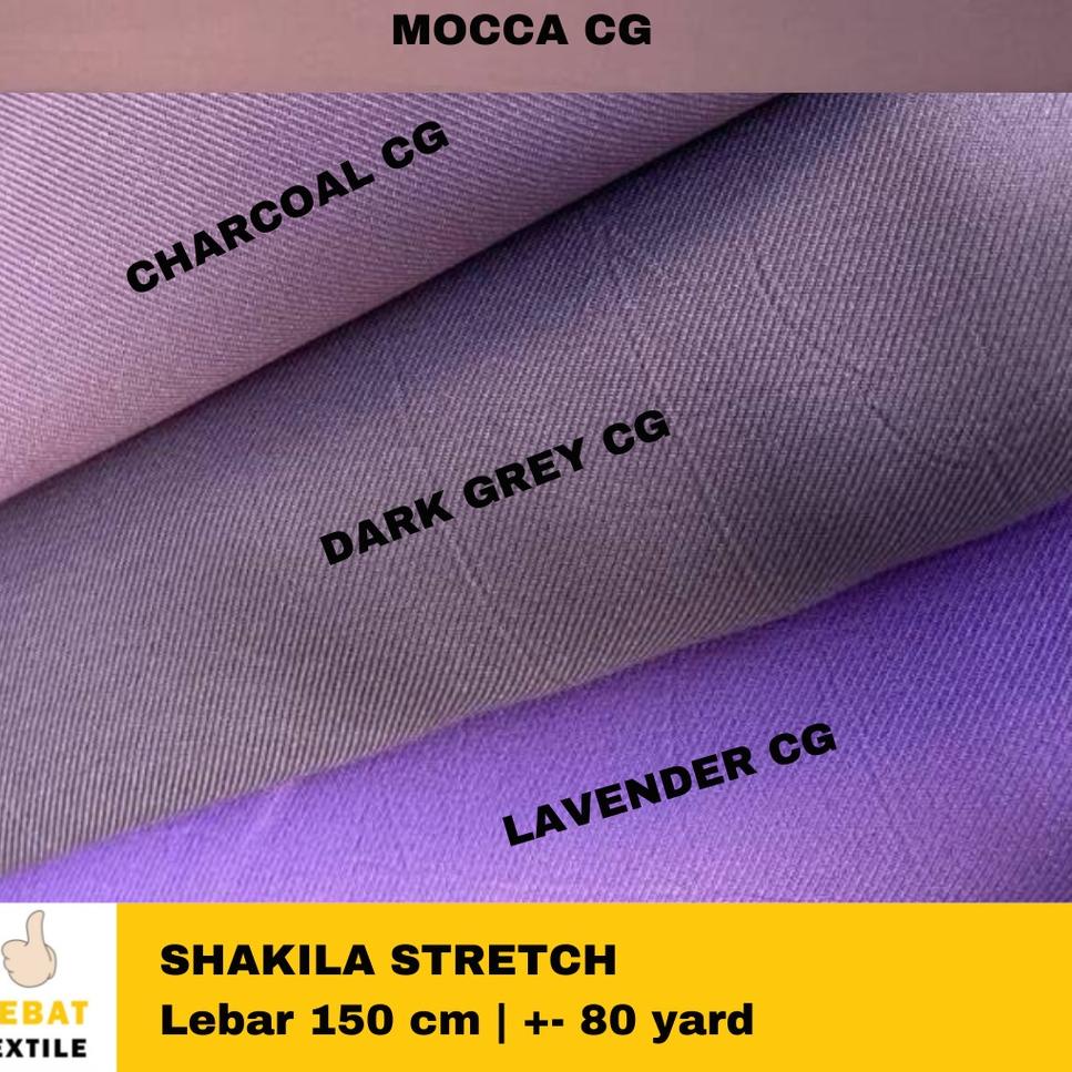 Harga Termurah CSL0B Kain Bahan Shakila Sakila Stretch Polos Warna Lebar Kain 150 cm Isi +- 100 yard