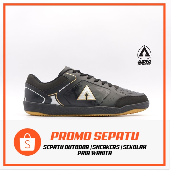 PROMO Sepatu Sport Futsal - Aerostreet 39-42 Mars Hitam Emas - Aero 21AA29 - 39