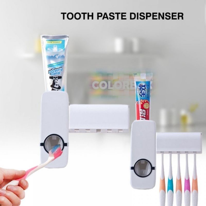 DISPENSER ODOL Tempat Sikat Gigi Set Rak Kamar Mandi Toothpaste Penjepit Brush NO BOX