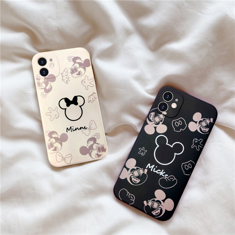 Casing Iphone 6 6s 7 8 Plus 13 11 Pro Max Xr X Xs Max Se 2020 iPhone 12 Pro Max 12 mini Gambar Kartun Mickey Minnie Warna Coklat Matte Ptu