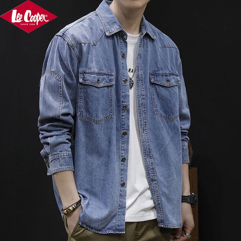 Jual Lee Cooper Kemeja Denim Tipis Pria Tampan Jaket Kasual Longgar