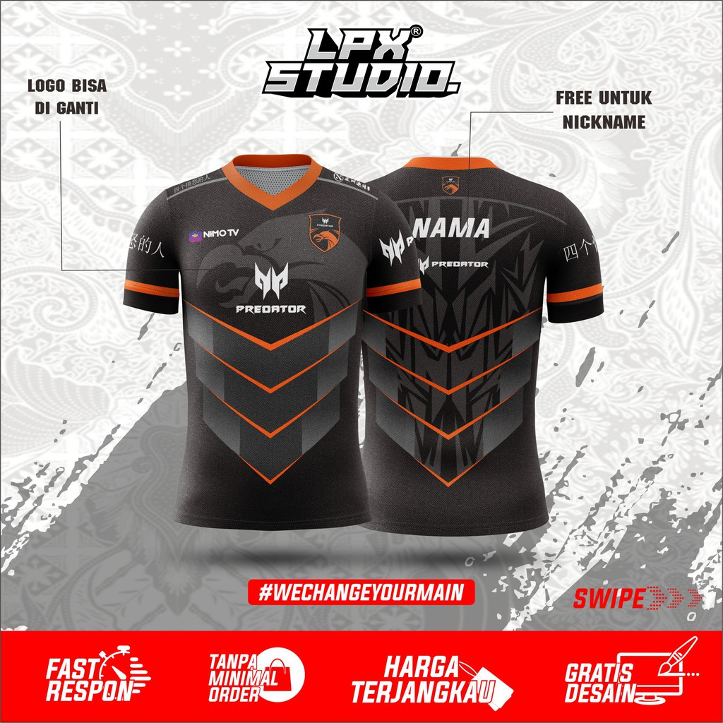 Jersey Gaming Predator Esport | Murah Free Custom Name Set