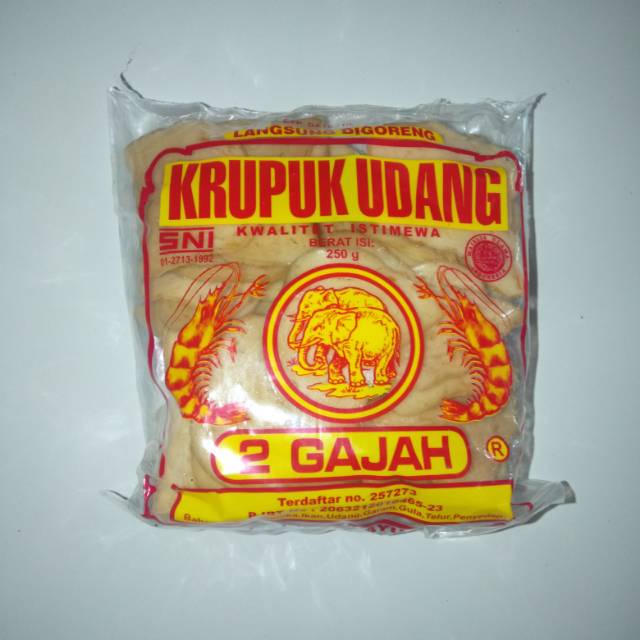 Kerupuk udang besar mentah 2 Gajah 250 gram