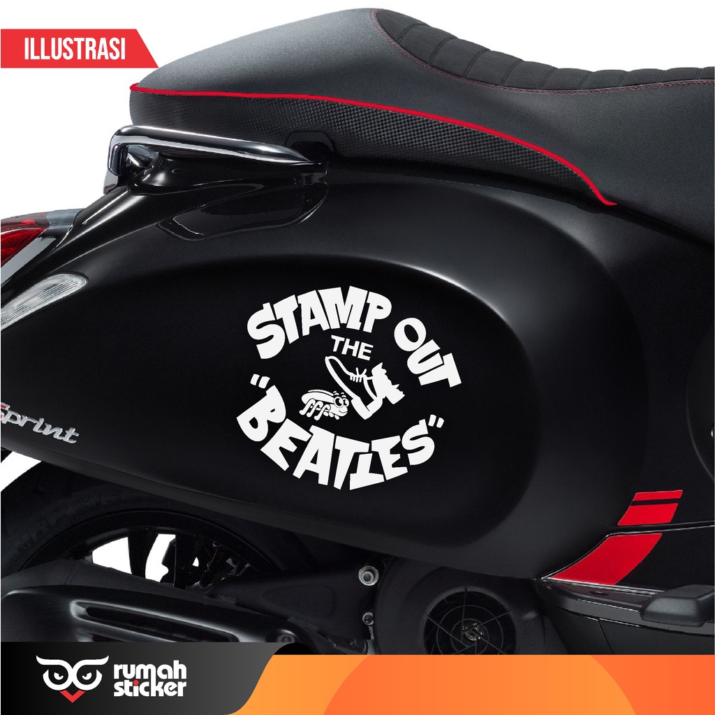 STICKER STIKER CUTTING PIAGGIO VESPA SCOOPY MOBIL DLL THE BEATLES STAMP OUT