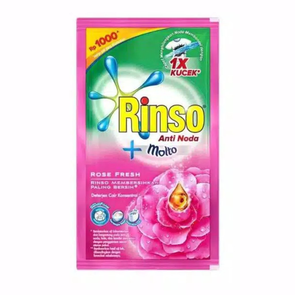 RINSO CAIR ANTI NODA + MOLTO KEMASAN 40 ML  RENCENG ISI 6 SACHET. ORIGINAL. HARGA GROSIR