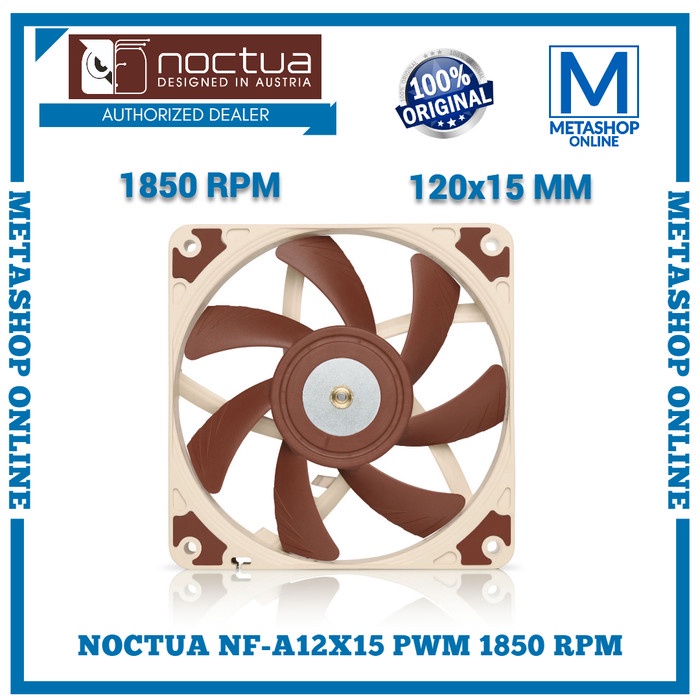 Noctua NF-A12X15 PWM 120mm Slim Fan Case Quiet Silent Kipas 1850RPM
