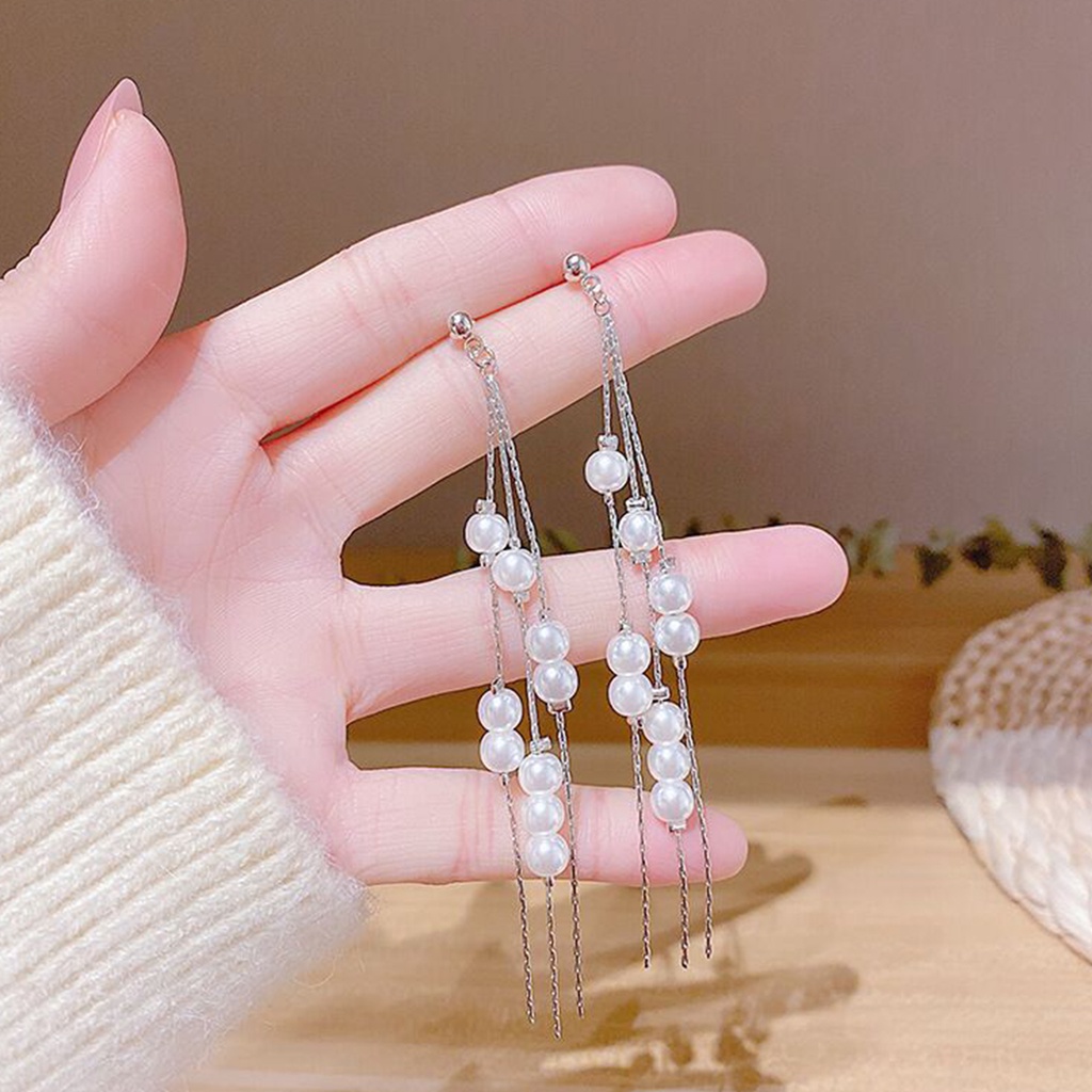 Hu Hu Hu Hu Hu Alat Bantu Pasang Kacamata♡ 1 Pasang Anting Gantung Panjang Model Rumbai Bahan Alloy Aksen Berlian Imitasi Untuk Wanita