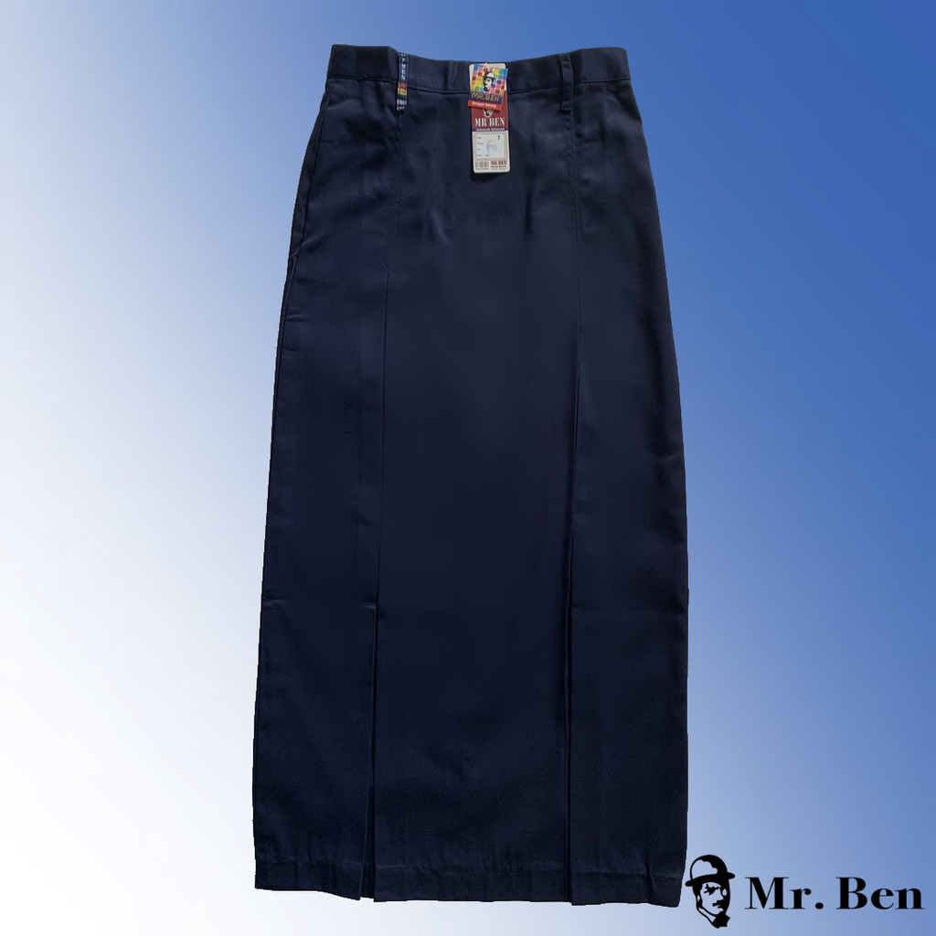 MR.BEN Seragam Sekolah Rok SMP Biru Panjang Span Pinggang Polos Biku Satu / Biki Dua-2
