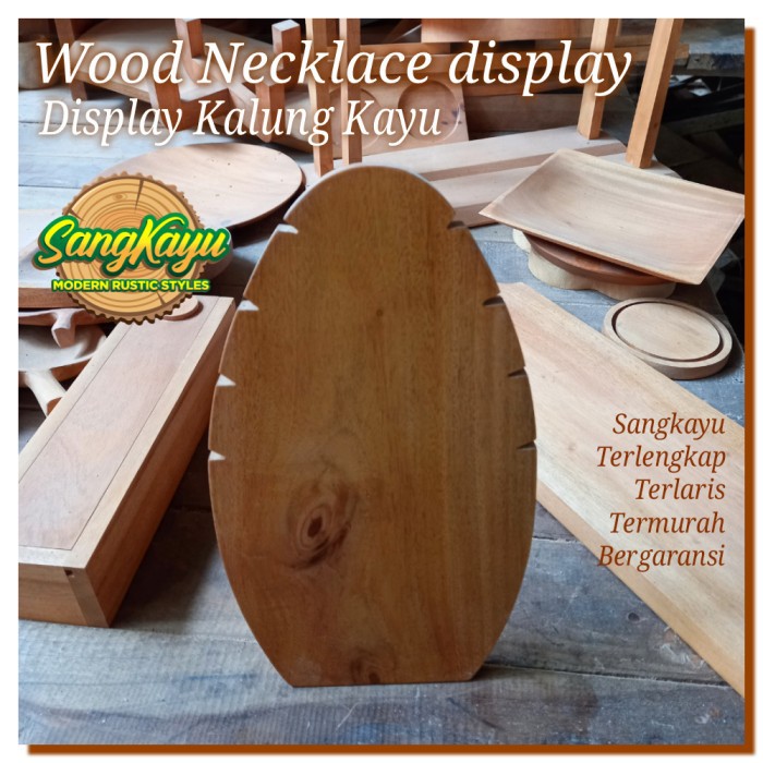 Display Kalung kayu 26,5x15 Wood necklace display pajangan kalung kayu