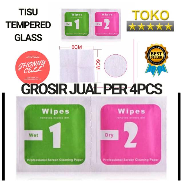 4 Pcs Tisu Lap Tempered Glass Pembersih Layar Kaca Hp Shopee Indonesia