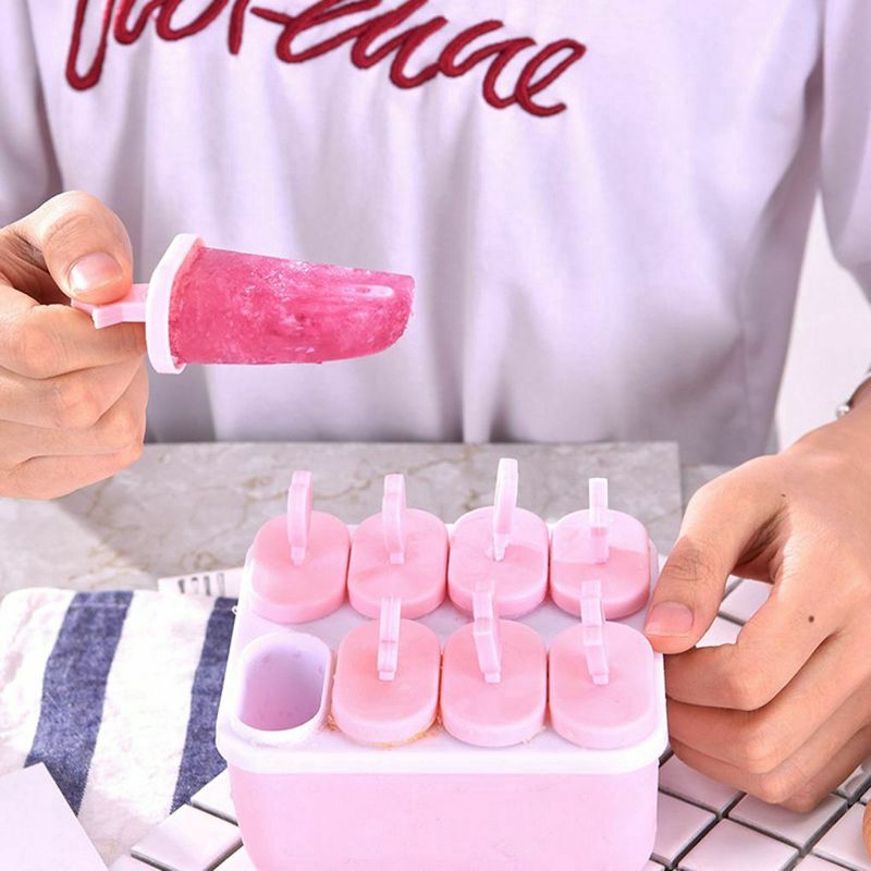 1pc Cetakan Es Krim/Loli/Jus Homemade Diy Bahan Plastik Dengan 8 Sekat