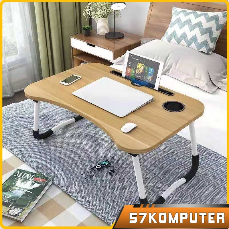 Meja Lipat Laptop Dan Printert Portable Model Lesehan Bahan Kayu Desain Minimalis