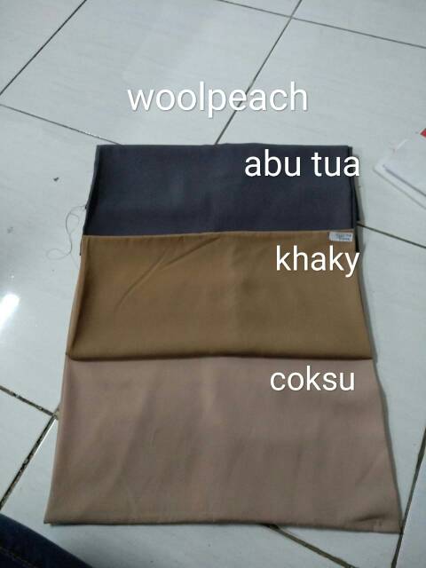 Kain Wollpeach PER 0.5mt / Woolpeach Wollfis Wolpeach / Wolfis / Wolfish / Wollpis / Wolpis Wolvis / kain hijab instant jilbab instan kerudung pasminah gamis