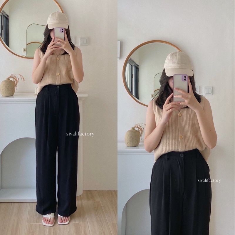 DOJO 005 Loose Trousers Pants Celana Kulot Casual Polyester Premium Celana Anti Kusut