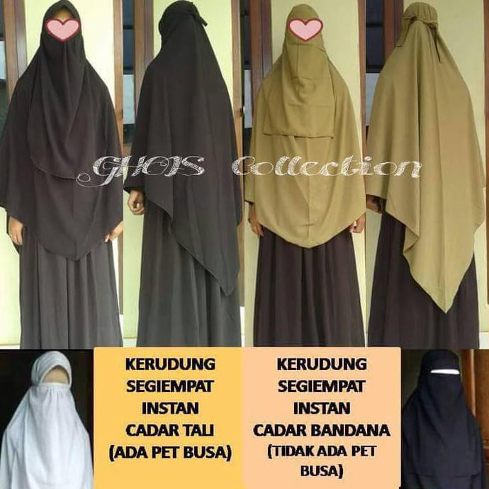 kerudung / jilbab / hijab instan segiempat nonpet cadar bandana