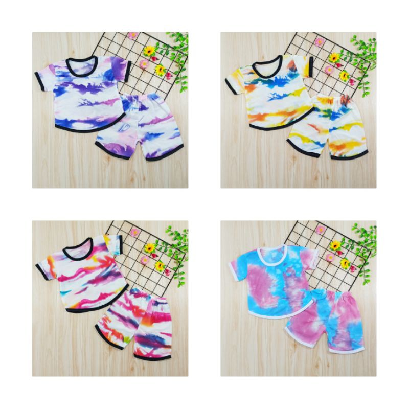 [Ss-8028] Pakaian Anak size 0-3tahun Model Chupa Chups, Baju Tye Dye, Baju Kekinian, Setelan Anak