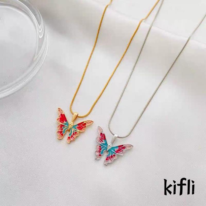 Kalung Rantai Adjustable Dengan Liontin Kupu-Kupu Untuk Wanita